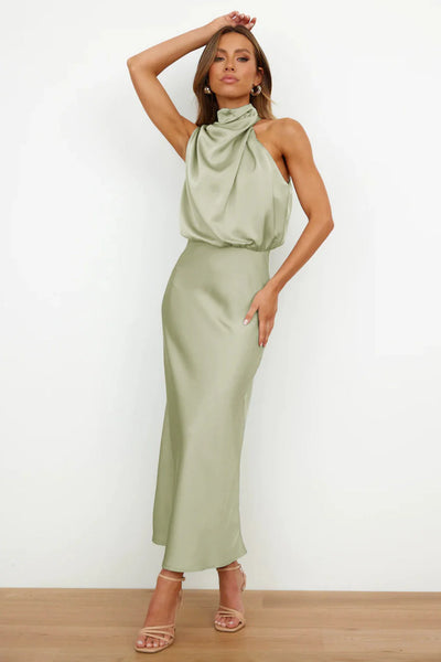 Sofia | Off-shoulder satin dress