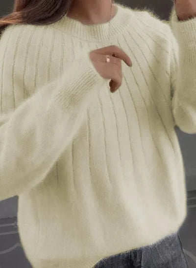 Sofia | Crewneck Sweater with Fluffy Collar