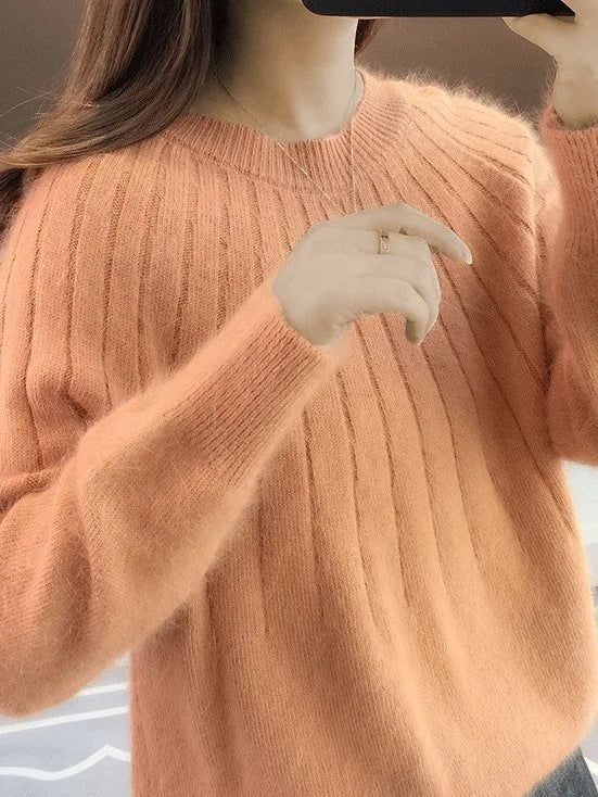 Sofia | Crewneck Sweater with Fluffy Collar