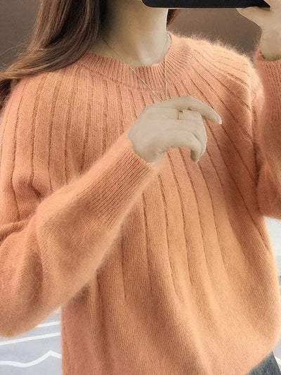 Sofia | Crewneck Sweater with Fluffy Collar