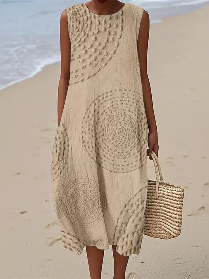 Sofia | Sleeveless Long Dress With Textured Pattern