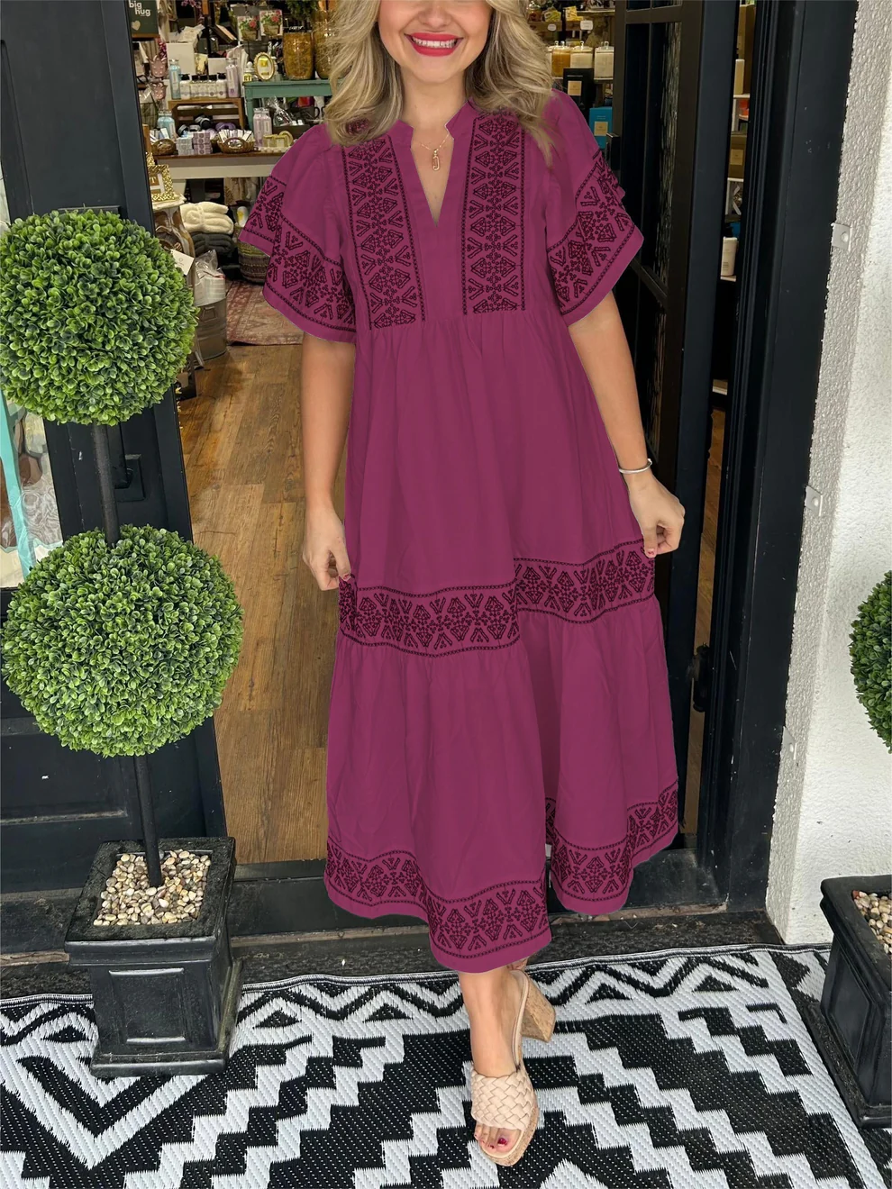 Sofia | Flowing boho dress with V-neck