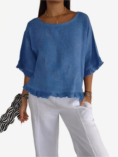 Sofia | Cotton linen blouse with ruffles