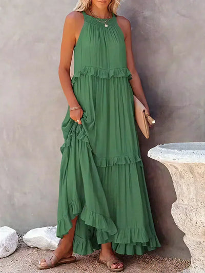 Sofia | Maxi dress with halter neck and ruffles