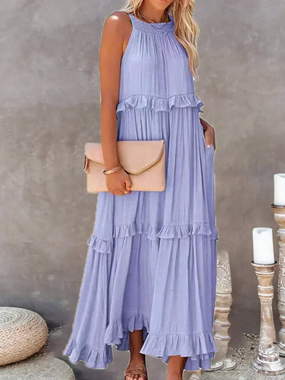 Sofia | Maxi dress with halter neck and ruffles