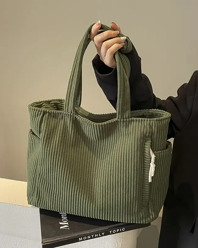 Sofia | Ribbed Tote Bag With Drawstring Detail