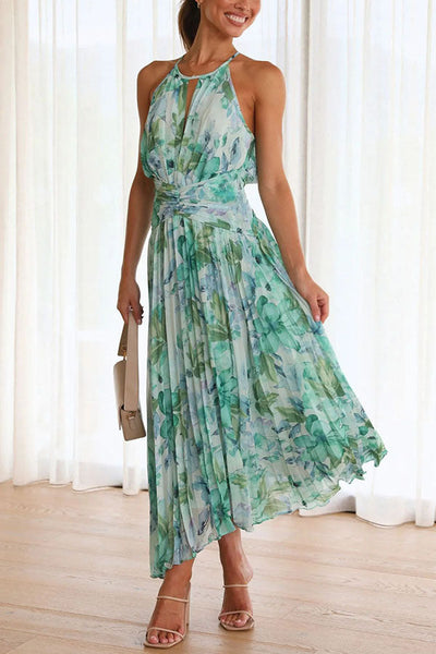 Sofia | Elegant pleated floral midi dress