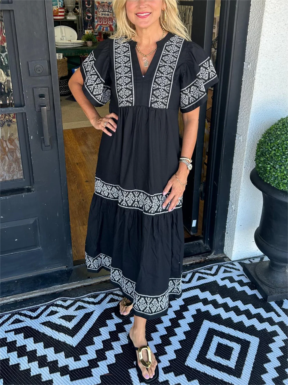 Sofia | Flowing boho dress with V-neck