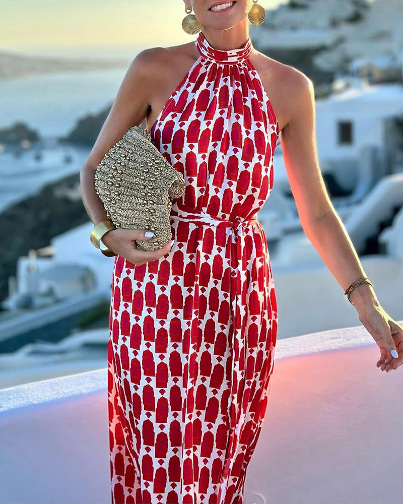 Sofia | Sunset halter neck dress