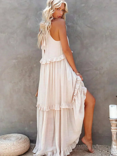 Sofia | Maxi dress with halter neck and ruffles