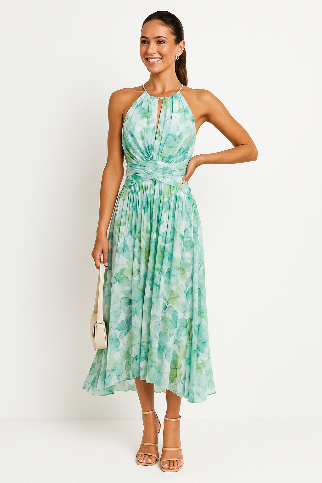 Sofia | Elegant pleated floral midi dress