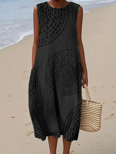 Sofia | Sleeveless Long Dress With Textured Pattern