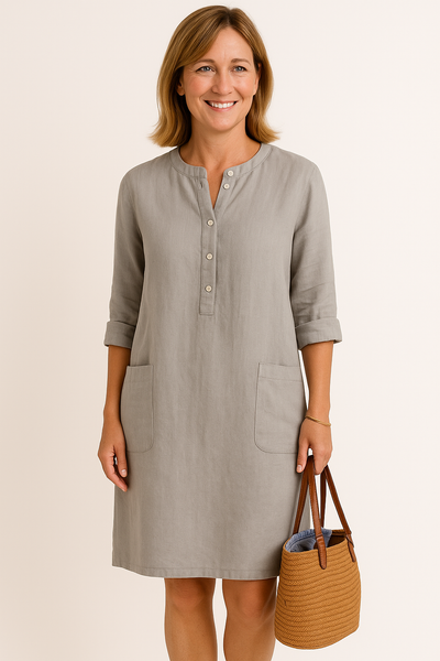 Sofia | Linen dress with long sleeves