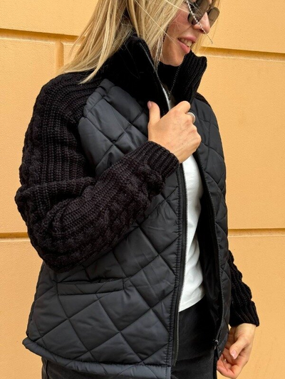 Sofia | Luxury coat with knitted sleeves