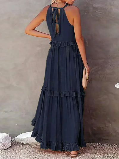 Sofia | Maxi dress with halter neck and ruffles