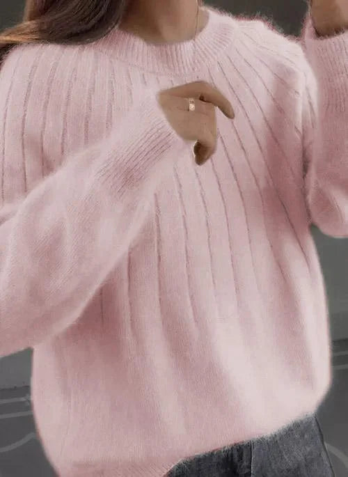 Sofia | Crewneck Sweater with Fluffy Collar