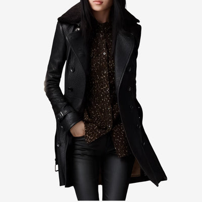 Sofia | Elegant 3/4 Leather Coat