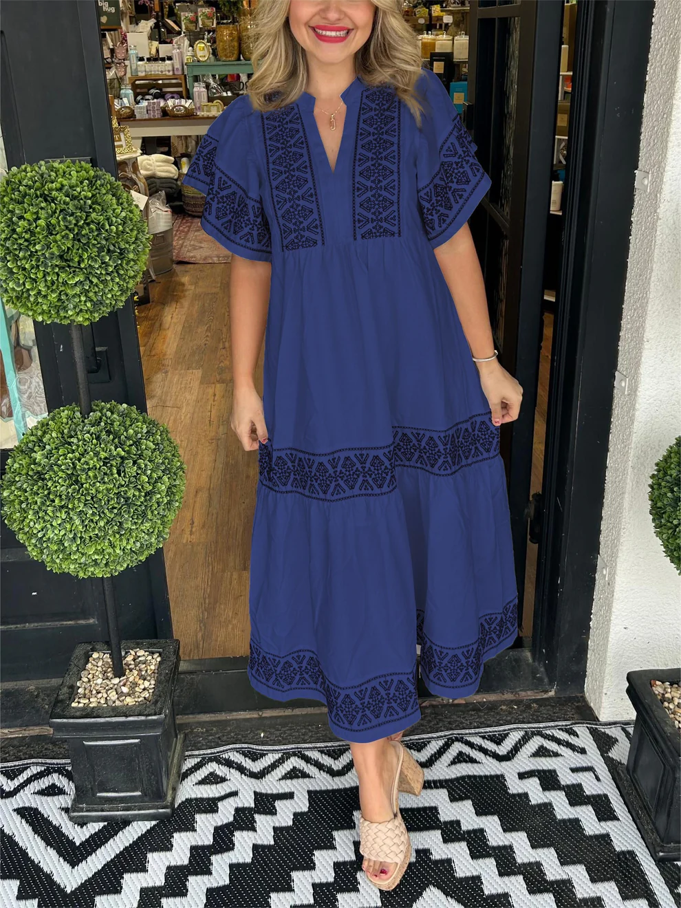 Sofia | Flowing boho dress with V-neck