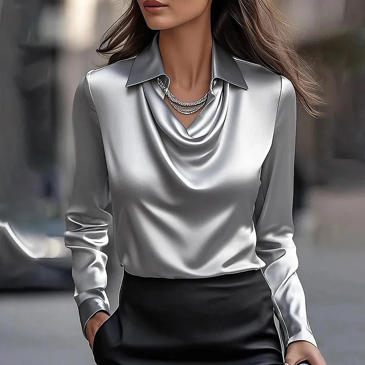 Sofia | Elegant Satin Blouse With V-Neck