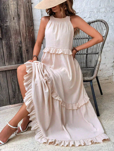 Sofia | Maxi dress with halter neck and ruffles