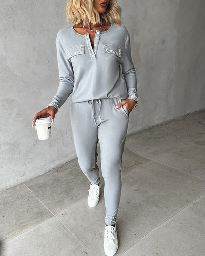Sofia | Comfy pearled 2-piece set
