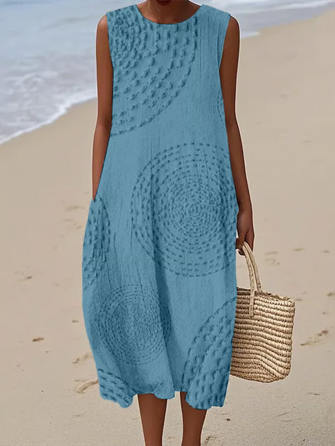 Sofia | Sleeveless Long Dress With Textured Pattern