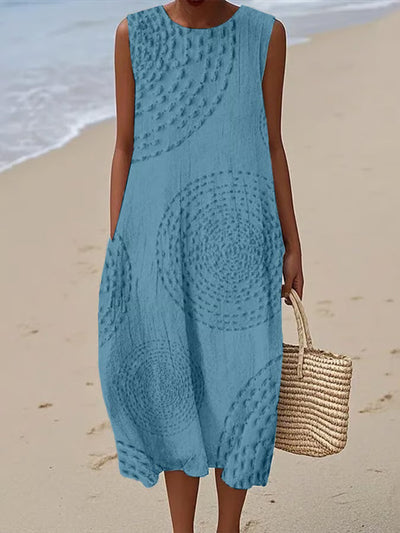 Sofia | Sleeveless Long Dress With Textured Pattern
