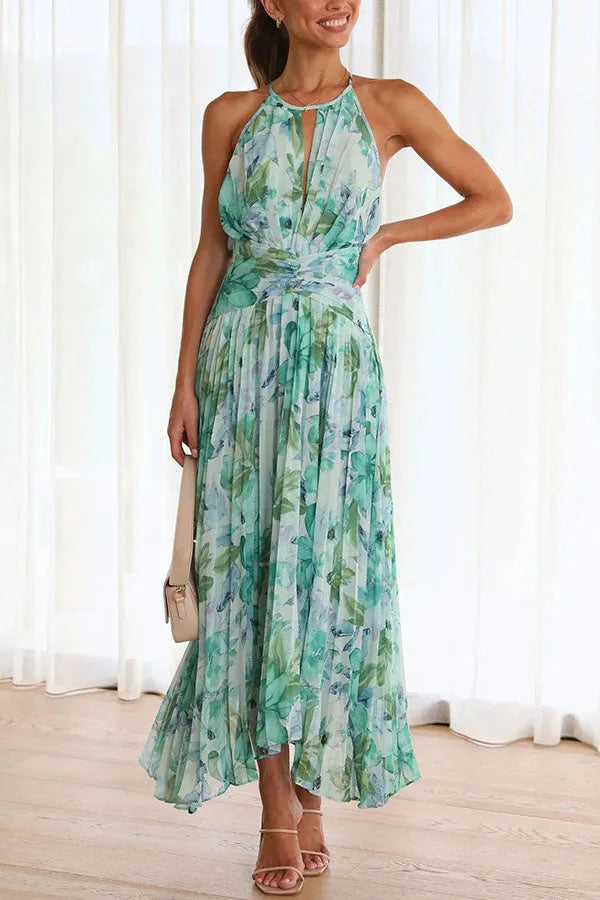 Sofia | Elegant pleated floral midi dress