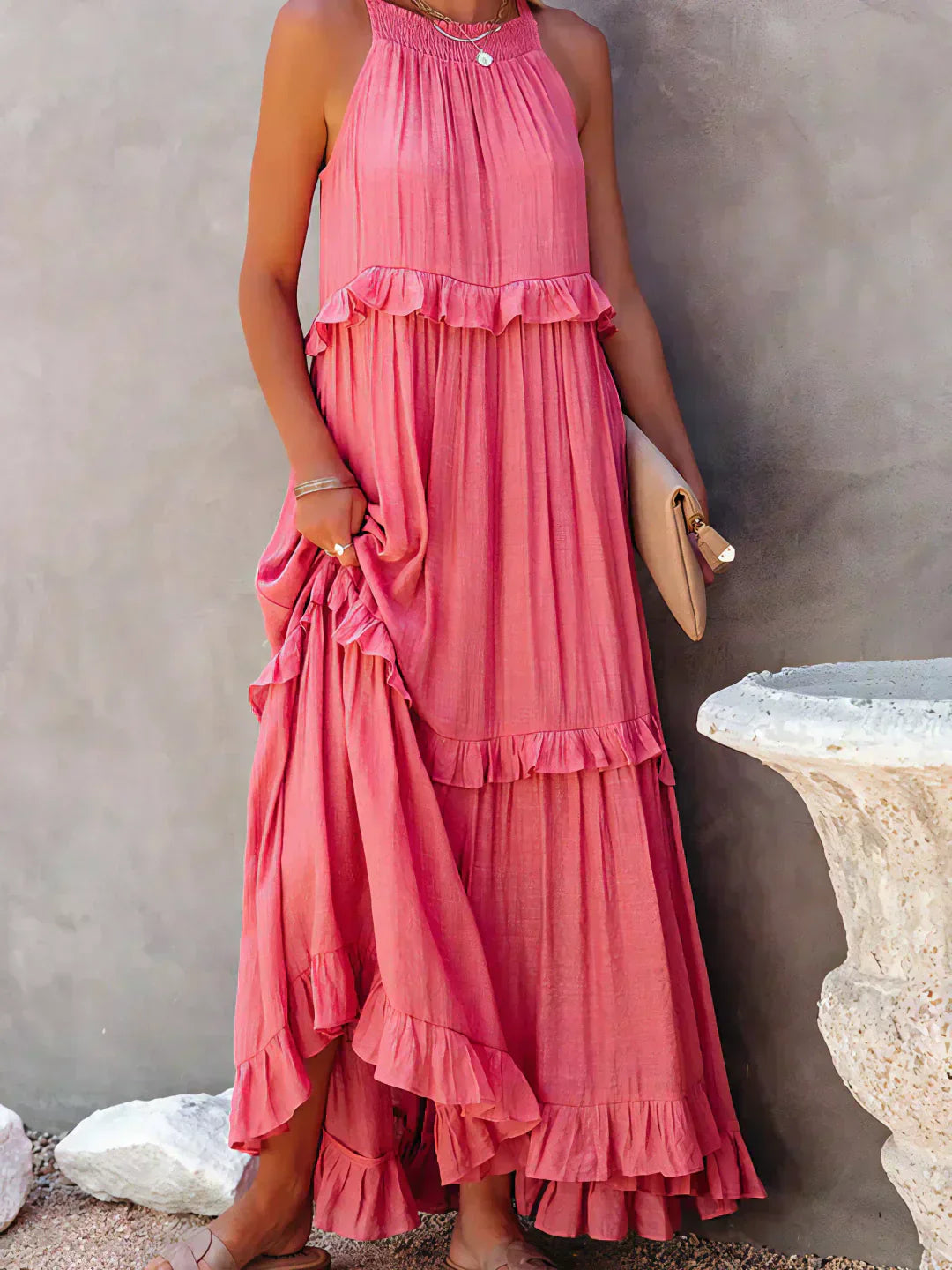 Sofia | Maxi dress with halter neck and ruffles