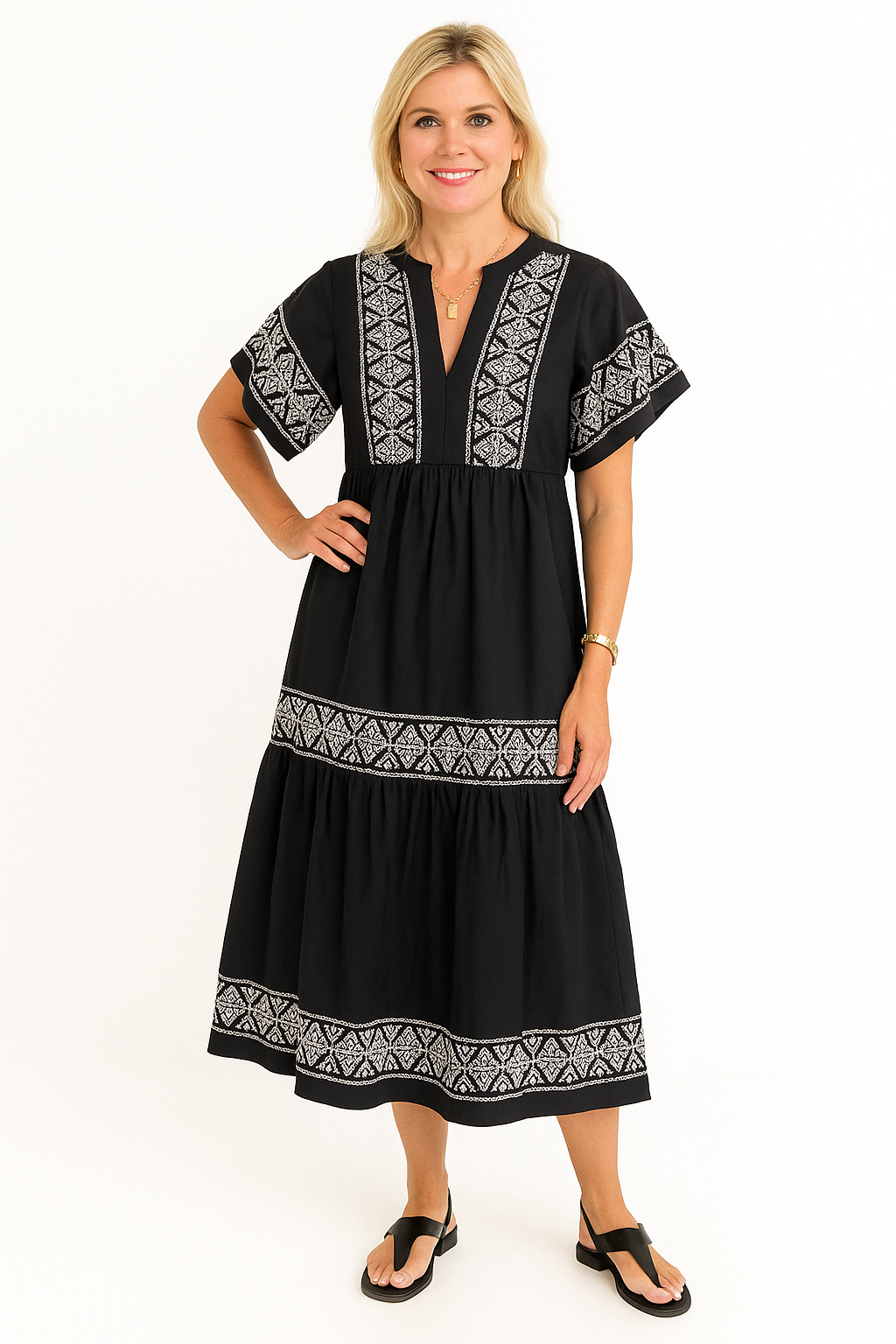 Sofia | Flowing boho dress with V-neck
