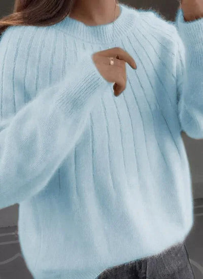 Sofia | Crewneck Sweater with Fluffy Collar