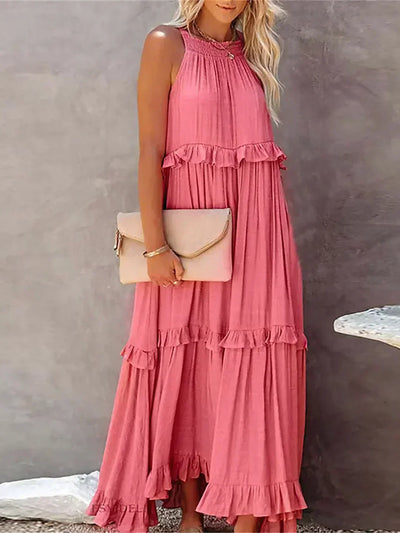 Sofia | Maxi dress with halter neck and ruffles