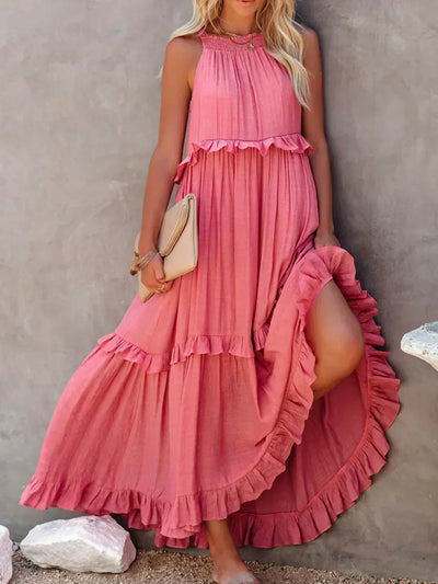 Sofia | Maxi dress with halter neck and ruffles