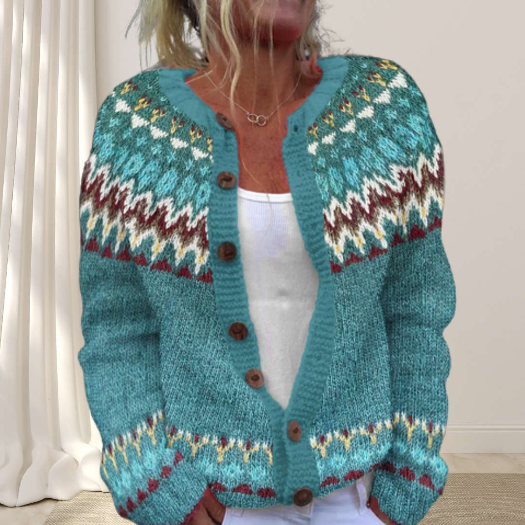 Sofia | Loosely Knitted Chic Cardigan With Pattern
