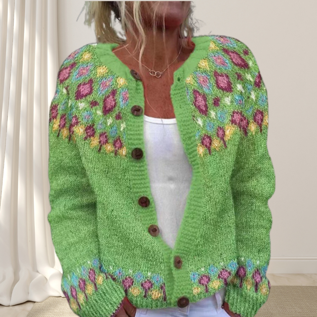 Sofia | Loosely Knitted Chic Cardigan With Pattern