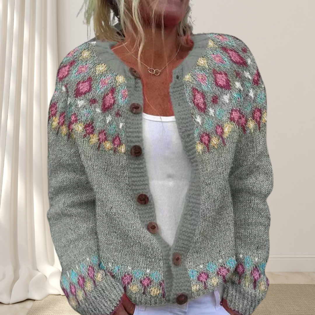 Sofia | Loosely Knitted Chic Cardigan With Pattern