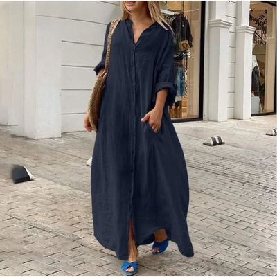 Sofia | Oversized linen shirt dress