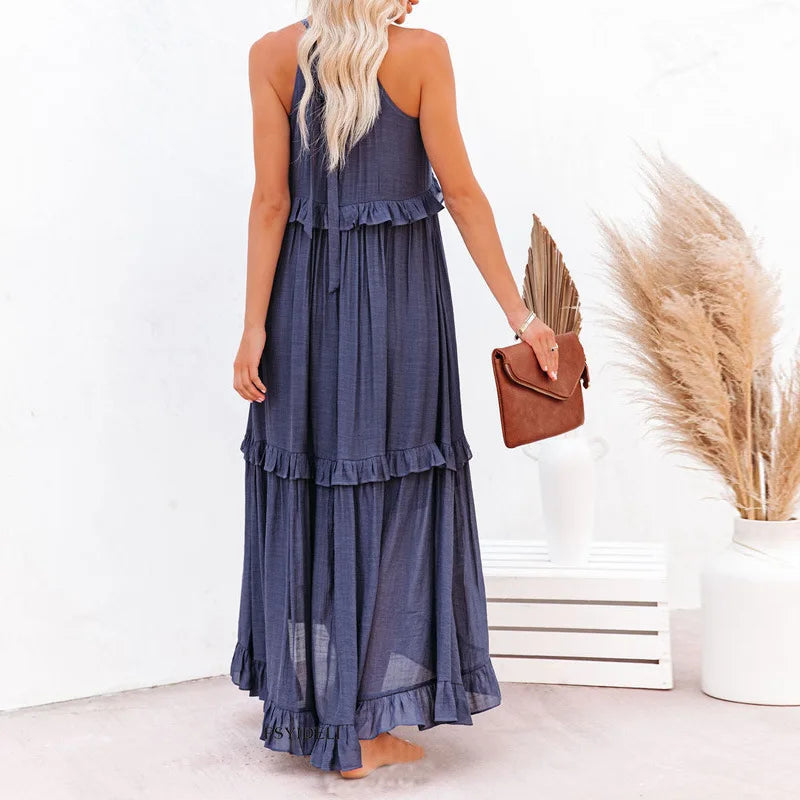 Sofia | Maxi dress with halter neck and ruffles