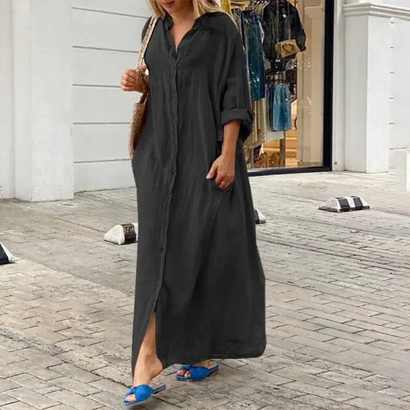 Sofia | Oversized linen shirt dress