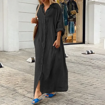 Sofia | Oversized linen shirt dress