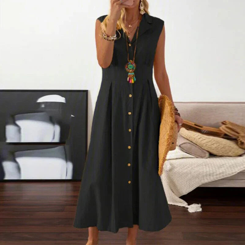 Sofia | Elegant sleeveless shirt dress