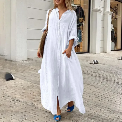 Sofia | Oversized linen shirt dress