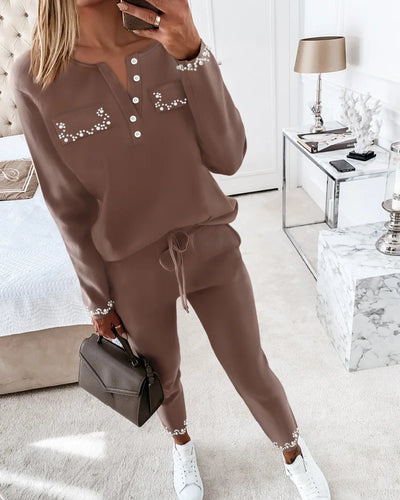 Sofia | Comfy pearled 2-piece set