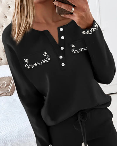 Sofia | Comfy pearled 2-piece set
