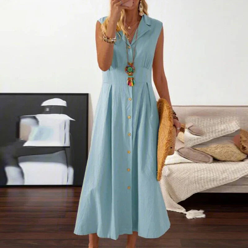 Sofia | Elegant sleeveless shirt dress