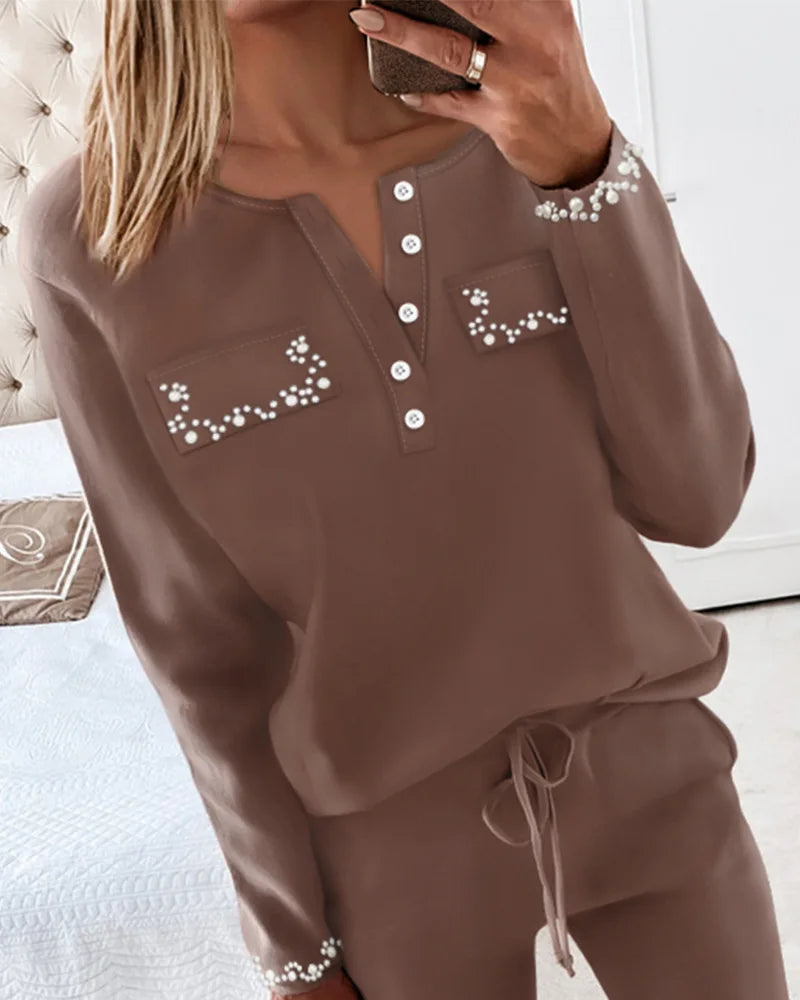 Sofia | Comfy pearled 2-piece set