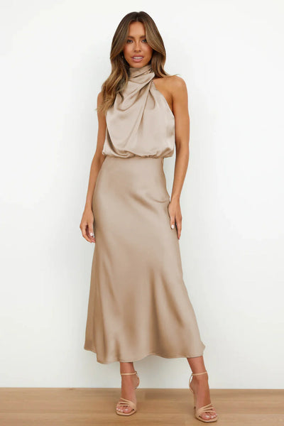 Sofia | Off-shoulder satin dress