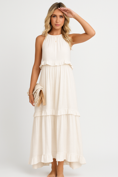 Sofia | Maxi dress with halter neck and ruffles