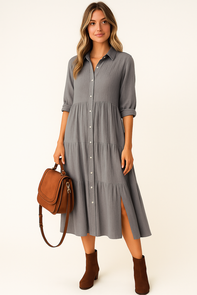 Sofia | Luxurious shirt dress with ruffles