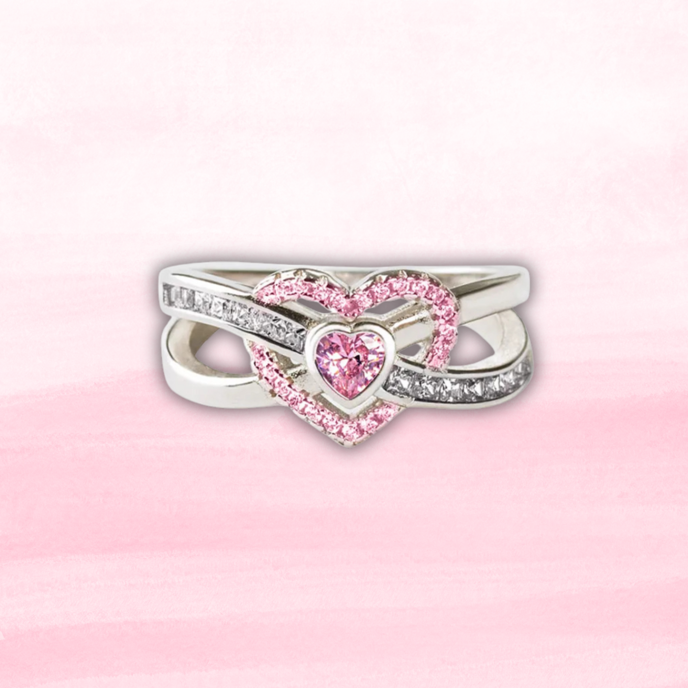 The Pink Infinite Heart Ring